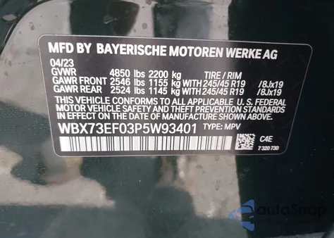 2023 BMW X1 xDrive28I from USA, damaged, VIN WBX73EF03P5W93401